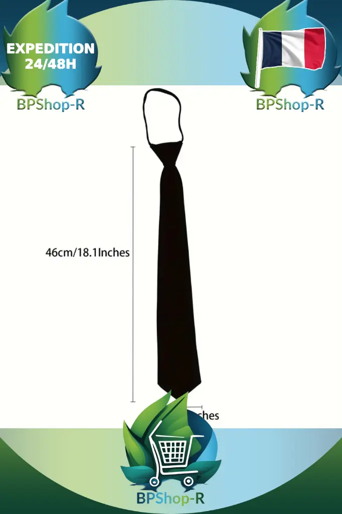 Cravate Noire Longue Et Étroite Réglable (6).webp