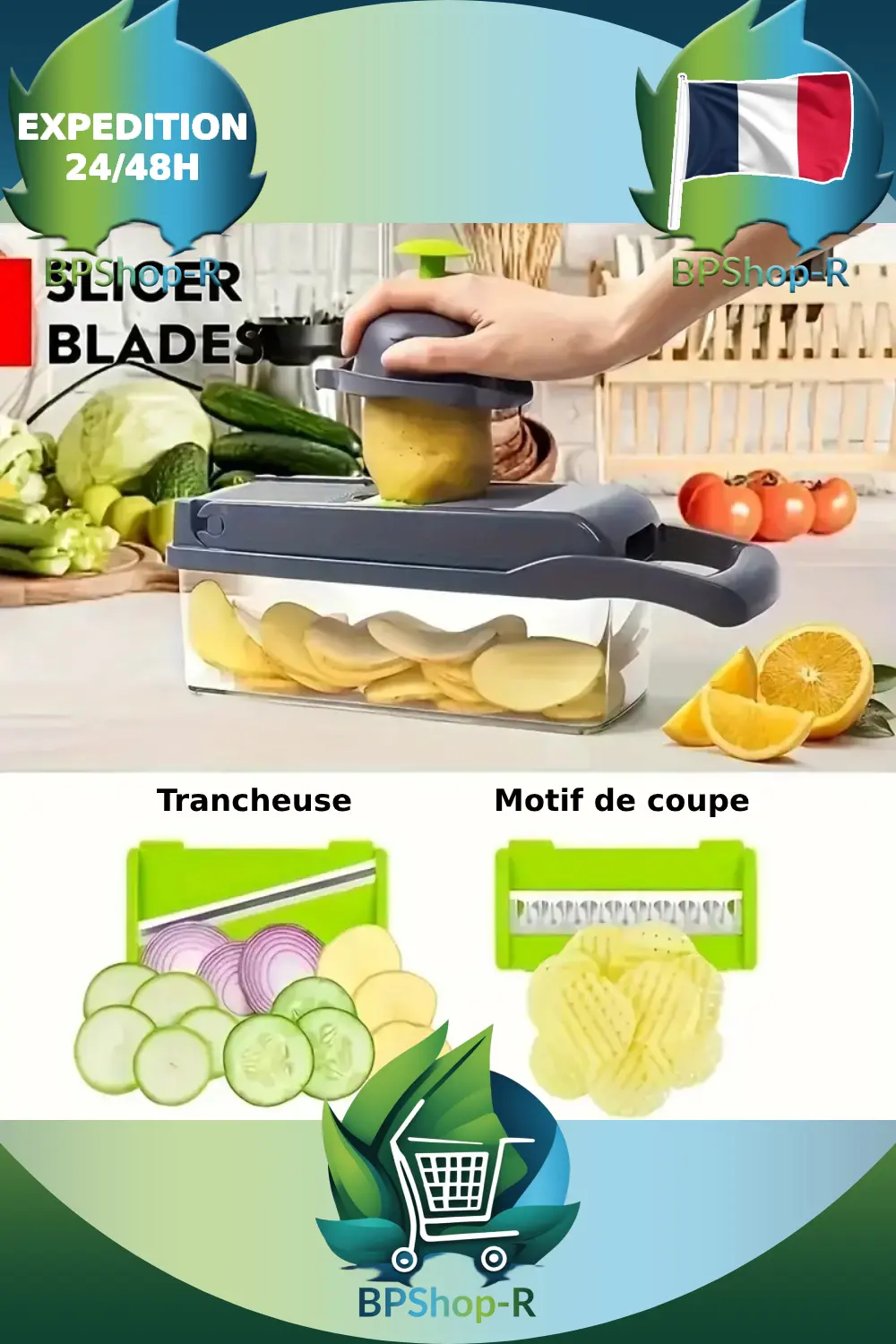 Hachoir trancheur en situation cuisine