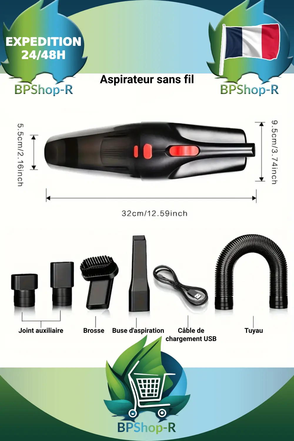 Aspirateur main sans fil vue détail