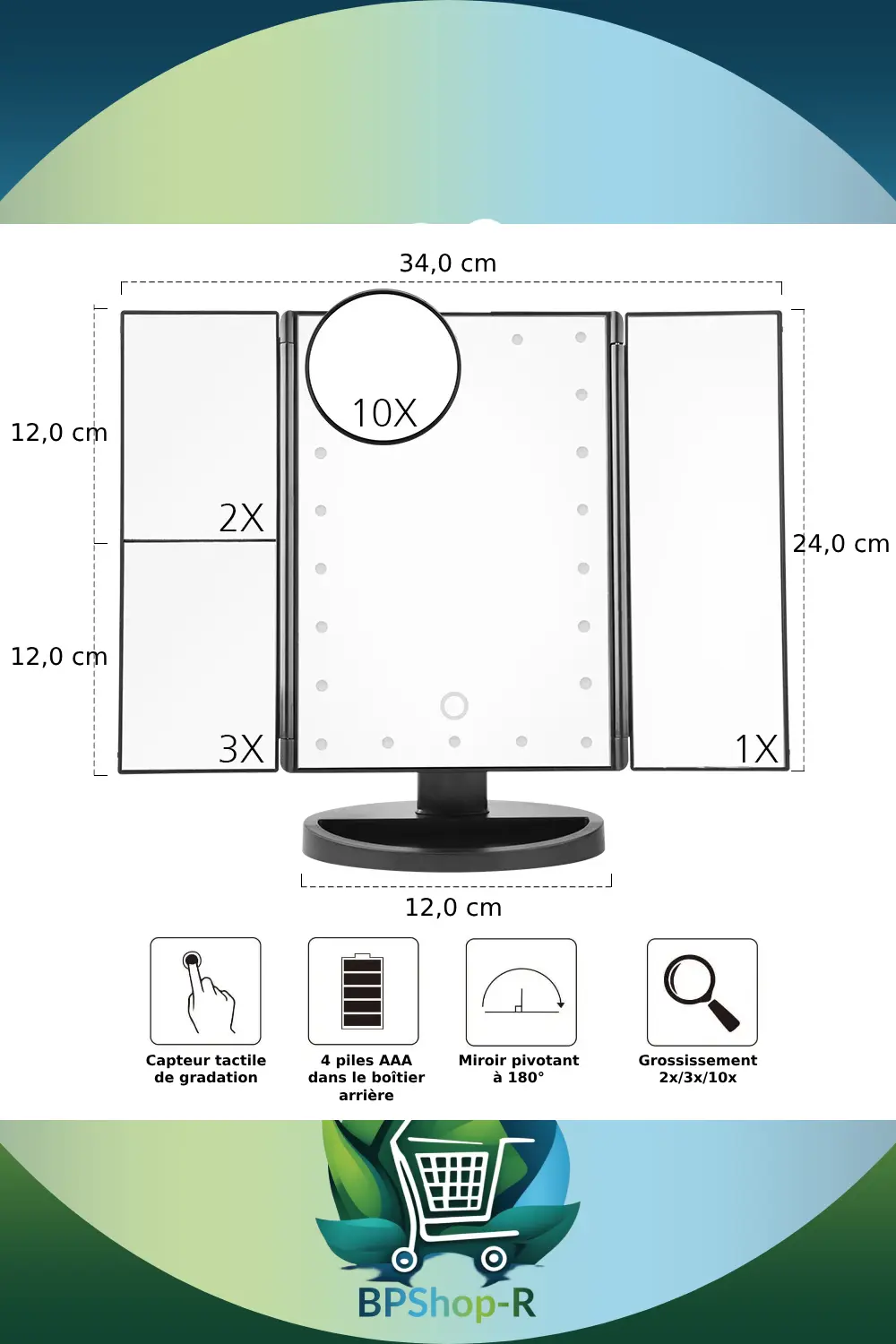 Miroir LED format compact