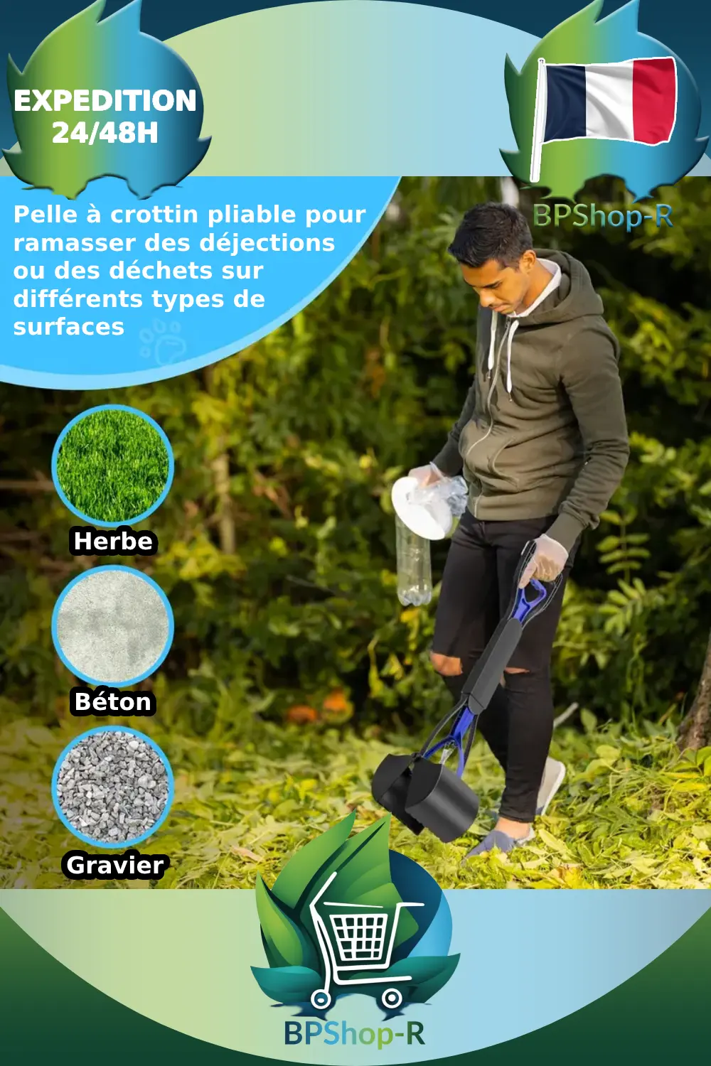 Pelle à crottin pliable