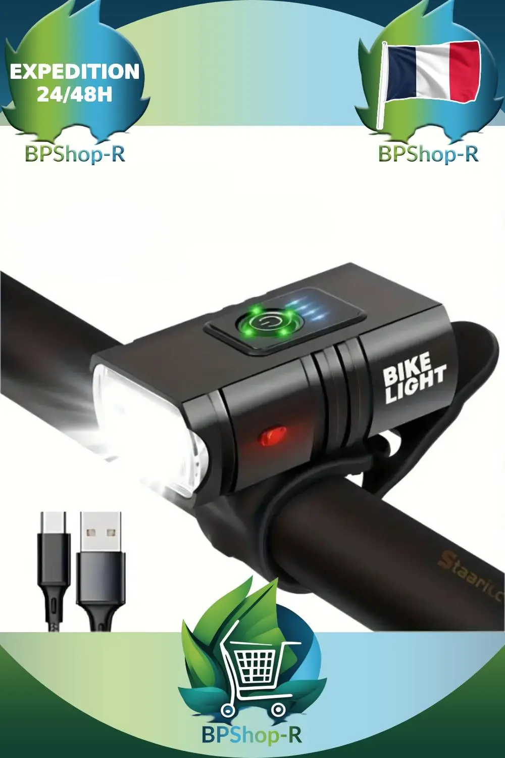 Lampe de Guidon de Vélo 1200 Lumens