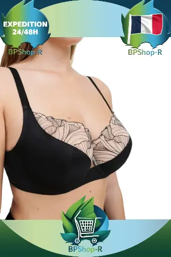 Chantelle Pulp TATTOO LOVE - Soutien-gorge Emboîtant Noir/Beige Doré