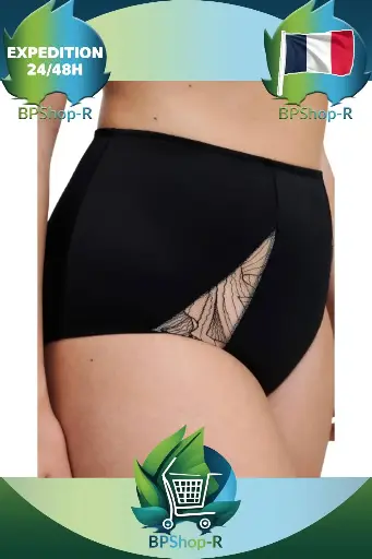 Chantelle Pulp TATTOO LOVE - Culotte Taille Haute Noir/Beige Doré
