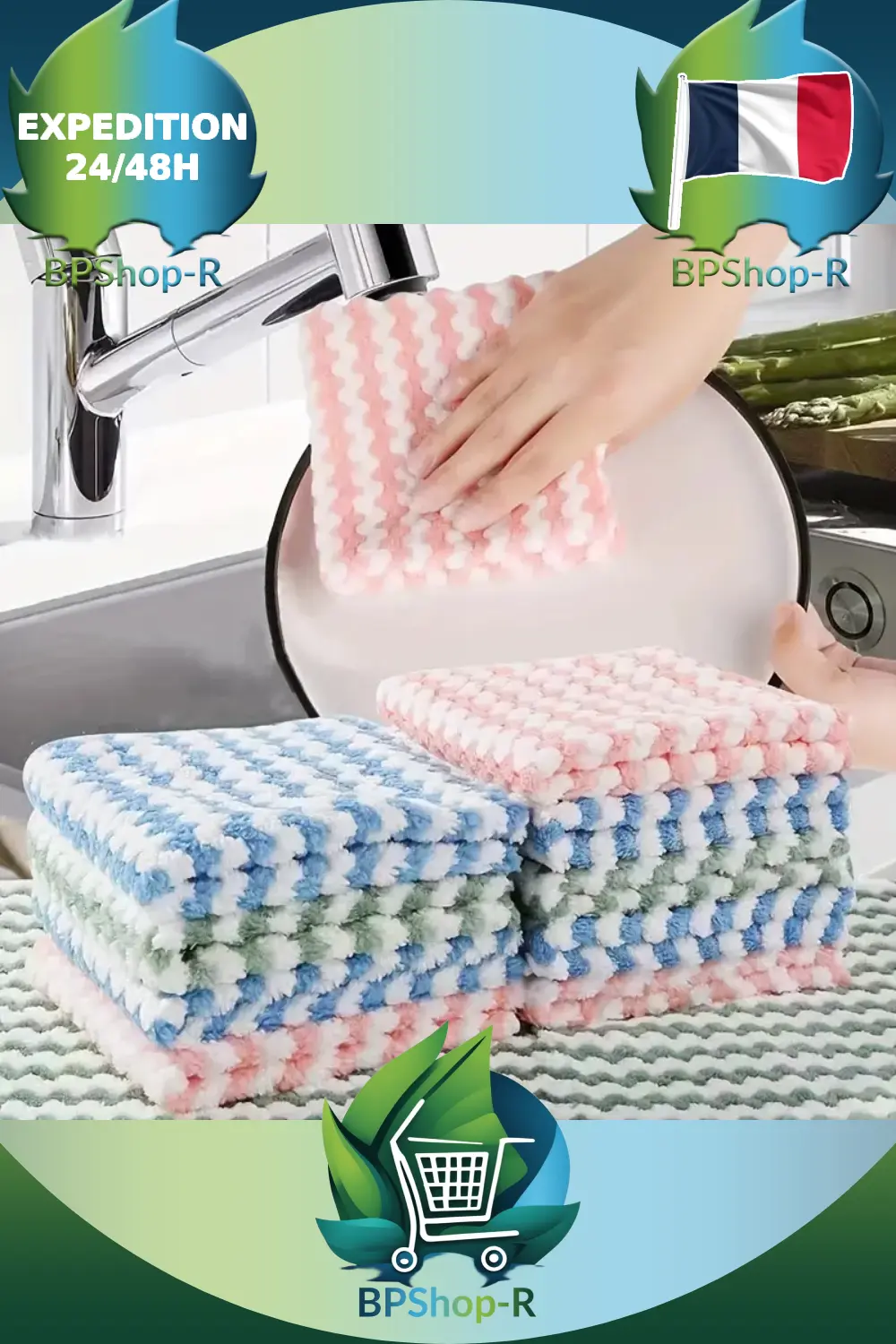 Lot 10 serviettes microfibre