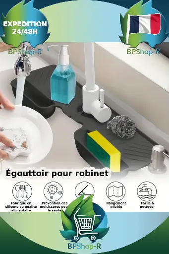 Tapis de Vidange pour Évier de Cuisine en Silicone - Protecteur Anti-Éclaboussures pour Comptoirs de Cuisine et Salle de Bain